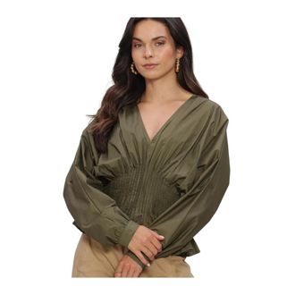 Copenhagen Muse Copenhagen Muse Dames Cmpoplin-blouse Olijf - Maat S - Dames - Blouses & Shirts - Groen - Maat: M Leer
