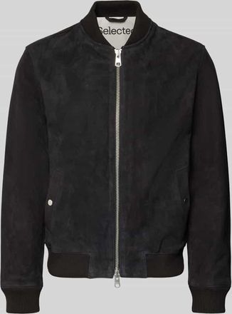 Selected Regular Fit Wildlederjacken aus reinem Ziegenleder Modell ARCHIVE in Black, Gr&ouml;&szlig;e XXL