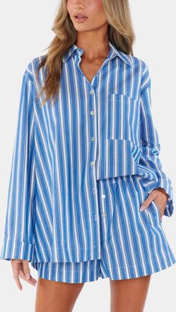 Show me your Mumu Braxton Button Down In Coastal Blue Stripe