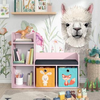 Vicco Estanter&iacute;a Infantil Luigi, Rosa, 107.2 X 88.6 Cm Con 2 Cajas Plegables (color), Vicco