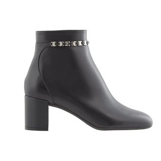 Ferragamo Ladies Black Vara Chain Ankle Boots