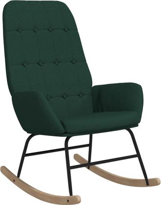 vidaXL Silla Mecedora De Tela Verde Oscuro Vidaxl