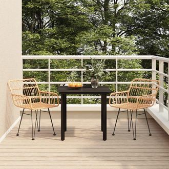 Berkfield Home 3 Piece Garden Dining Set Poly Rattan in Brown