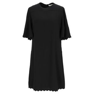 Chlo&eacute; Chlo&eacute; knielange jurk met geschulpte details in zwart acetaat