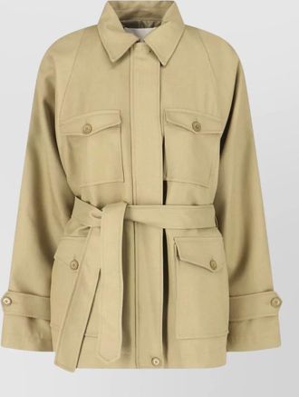 Frankie Shop belted waist coat front pockets buttons