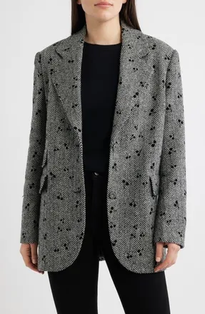 CeCe by Cynthia Steffe Oversize Single-Breasted Blazer in Black/white at Nordstrom, Size Xx-Large
