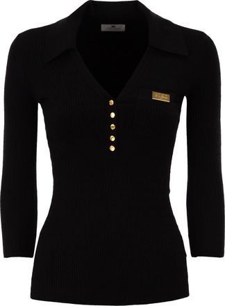 Elisabetta Franchi Micro Cable Knit Polo Shirt