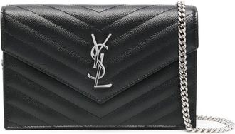 Saint Laurent chevron chain clutch bag - Black