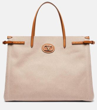 Valentino Garavani Antibes leather-trimmed canvas tote bag