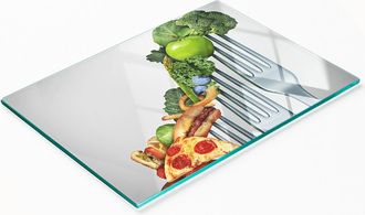 OEM Tabla De Servir De Cristal Para Cocina Con Gr&aacute;ficos De Alimentaci&oacute;n Saludable, 80x52 Cm