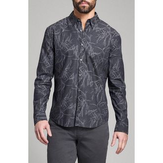 Billy Reid M&eacute;lange Reeds Wilson Button-Up Shirt in Black at Nordstrom, Size X-Large
