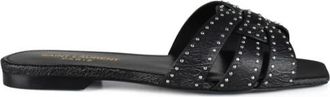Saint Laurent Tribute Leather Mules - Dames - Sandalen - Zwart - 34 EU - Leer - Schoenen