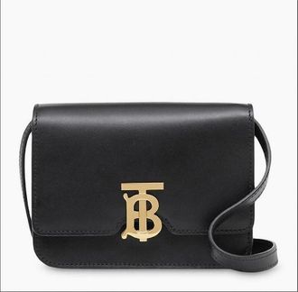 Burberry Womens Mini TB Leather Shoulder Bag - Black - Size: UNI