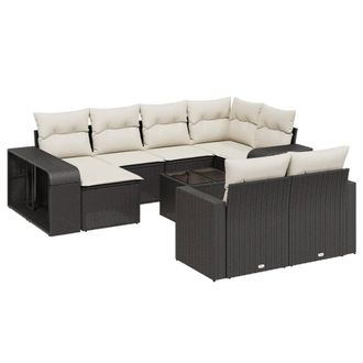 vidaXL Vidaxl - Set Divani Da Giardino 11 Pz Con Cuscini In Polyrattan Nero