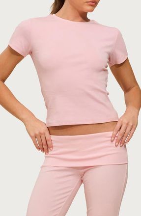 Edikted Emelia Fitted Stretch Cotton T-Shirt in Pink at Nordstrom, Size X-Small