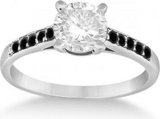 Allurez Cathedral Pave Black Diamond Engagement Ring 14k White Gold (0.20ct)