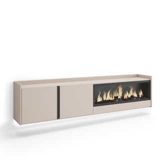 Skraut Home Skraut Home - Mueble Tv, Televisi&oacute;n, Muebles De Sal&oacute;n, Almacenaje, 212x35x50cm, Para Tv Hasta 80, Chimenea El&eacute;ctrica Xxl, Colgado, Suspendido, Led, Es