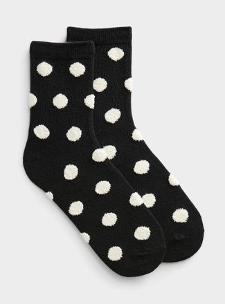 Simons Womens Plush large-dot socks