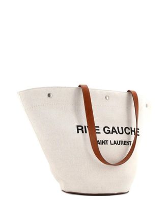 Saint Laurent Rive Gauche Trapezoid Tote Canvas bucket bag - Toni neutri