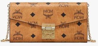 MCM Tracy Crossbody Wallet in Visetos in Cognac at Nordstrom