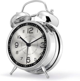 No Brand Alarma Potente Para Personas Con Sue&ntilde;o Profundo - Con Luz Nocturna - Reloj De Mesa Anal&oacute;gico Silencioso Para Dormitorio Y Oficina - 16 Cm - Color Plat