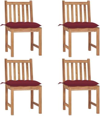 vidaXL Sillas De Jard&iacute;n 4 Unidades Madera Maciza De Teca Con Cojines Vidaxl