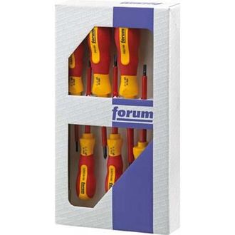 Forum Juego De Destornillador Vde Con Cuchilla Redonda, Asa Multi-componentes, Plana/ph, Con Detector De Tensi&oacute;n, 6 Unidades