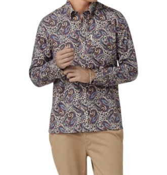 Ben Sherman Signature Paisley Long Sleeve Shirt In Fog