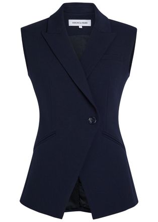 Veronica Beard Ciel Crepe Vest - Navy - 12 (UK16 / XL)