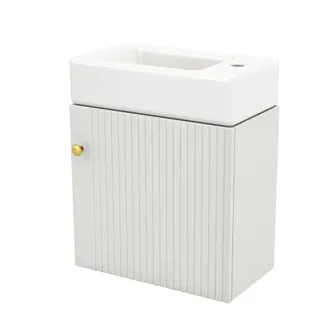 STILVORA Mueble Bajo Lavabo Con 1 Puerta De Cierre Suave Y Tirador Met&aacute;lico, Frente 3d, Para Ba&ntilde;o Peque&ntilde;o, Mdf, Blanco