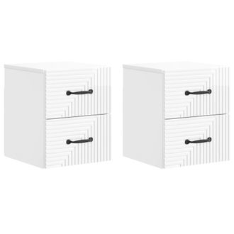vidaXL Mesita De Noche De Pared 2 Pcs Brillante 34,5 X 33 X 40 Cm Vidaxl