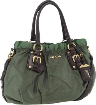 Prada Pre-owned Handbags, female, Green, Size: ONE SIZE Pre-owned Vintage Nylon Handbag