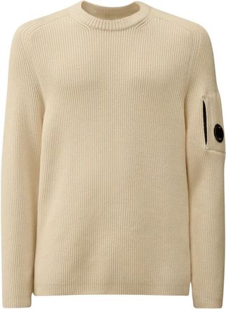 C.P. Company C.p. Company, Truien & Vesten, Heren, Beige, L, Katoen, English Rib Crewneck Sweater