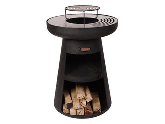 Purline Purline - Barbacoa Redonda Con Plancha De Acero Redonda Y Grill Negro