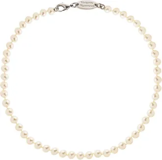 Vivienne Westwood Necklaces, unisex, Beige, Size: M Stuart Pearl Necklace