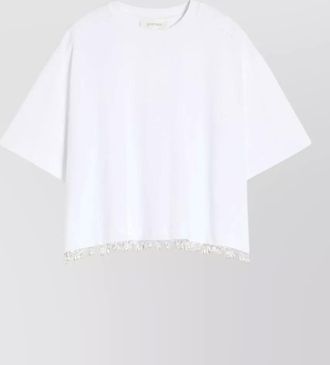 Sportmax beaded hem cropped top round neck