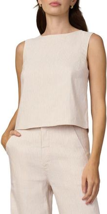 Joe's Stripe Linen Blend Boat Neck Shell in Mirco Stripe at Nordstrom, Size X-Small