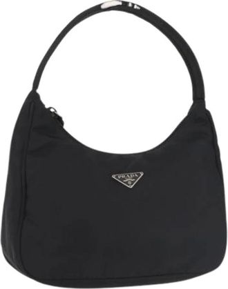 Prada Pre-owned Shoulder Bags, female, Black, Size: ONE SIZE Pre-owned Nylon Shoulder Bag