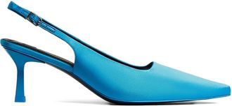 12 Storeez 60 mm zijden slingback pumps - Blauw