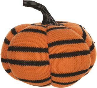 Melrose International Plush Halloween Striped Pumpkin (Set of 4) - Orange; Black