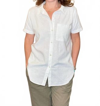 Dylan Short Sleeve Linen Button Down Shirt In White