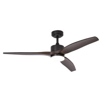 QAZQA Ventilador techo negro madera 132 cm led