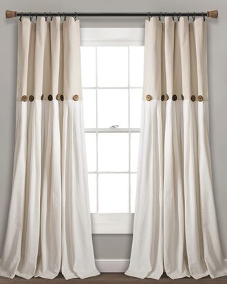 Triangle Home Fashions Single Linen Button Window Curtain Panels