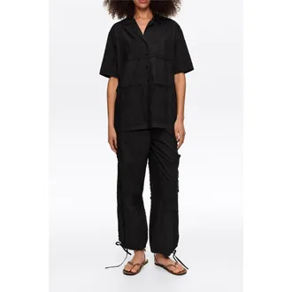 Bimba & Lola Scarf-Embroidered Patchwork Trousers in Black at Nordstrom, Size Xx-Small