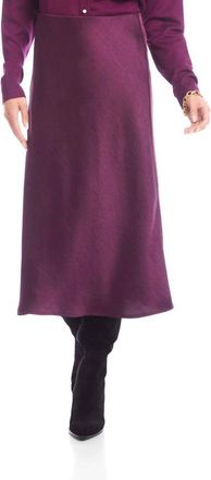 Karen Kane Satin Bias Cut Midi Skirt In Eggplant