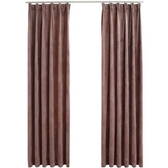 vidaXL Blackout Curtains 2pcs with Hooks Velvet Antique Pink 140x245cm vidaXL