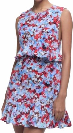 Kika Vargas Paige Dress In Blue Garden Poplin