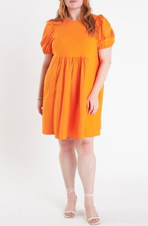 English Factory Mixed Media Babydoll Minidress in Orange at Nordstrom, Size 1X