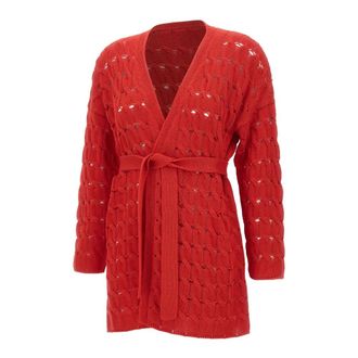 KANGRA Truien & Vesten, Dames, Rood, M, Katoen, Katoenen Kabelsteek Vest