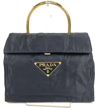 Prada Navy Nylon Handbag Tote Bag (Pre-Owned)